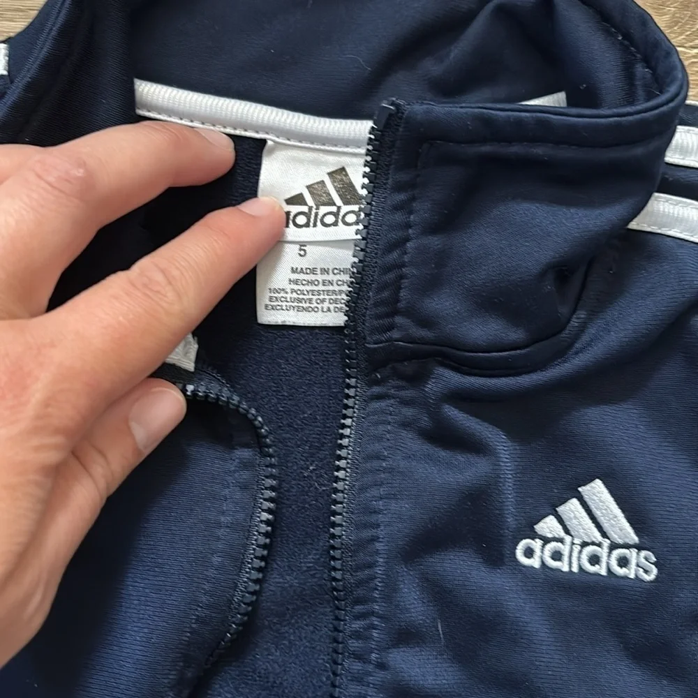 Adidas Navy Track Jacket with White Stripes